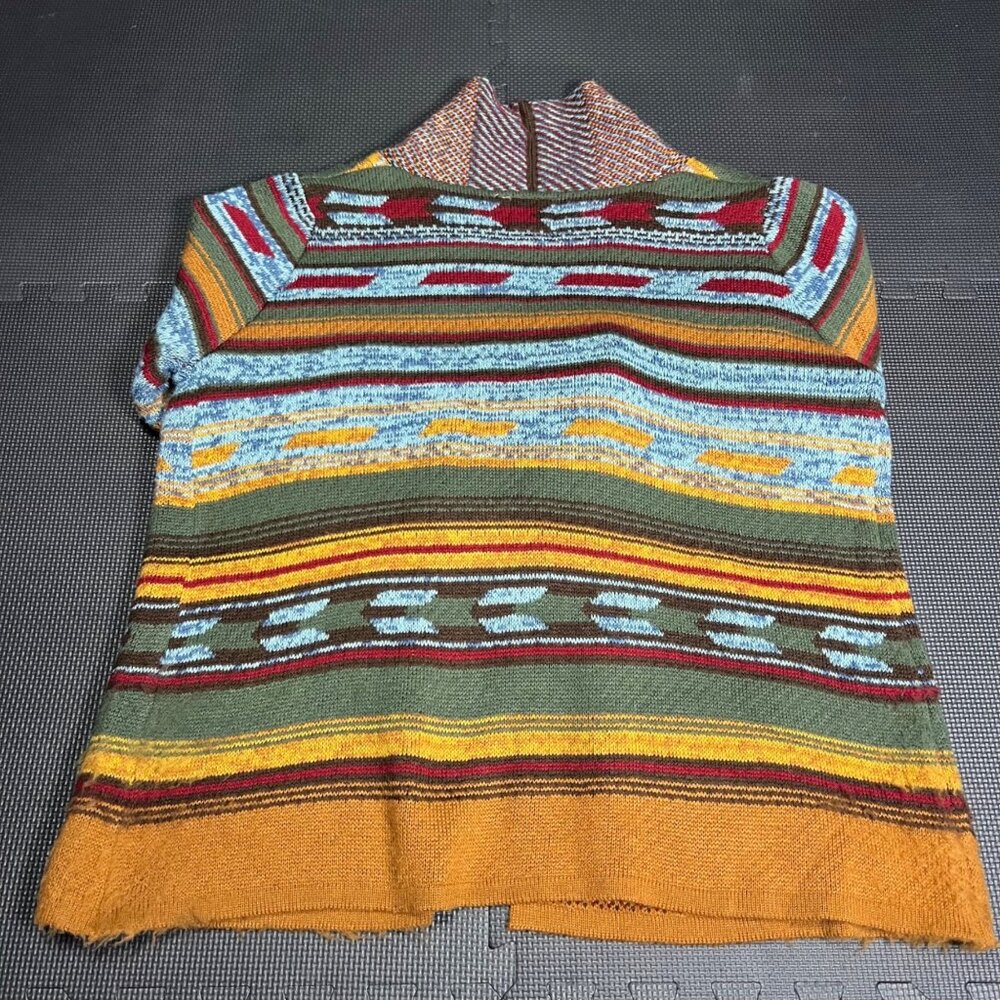 Cotton & Rye Multicolor Striped Knit Cardigan With Fringe Hem & Tie Closure XL - Picture 2 of 5